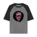 Unisex Oversized Raglan T-Shirt | Relaxed Fit | 180 GSM Bio-Washed Cotton | Two-Tone Design | Soft Comfort | Personalized | Typography | Friendship | Social Interaction | Friendship Day | Humorous | Gossip Queens - front - mockup 1