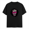 Male Classic Crew T-Shirt | Men's Regular Fit | 180 GSM Bio-Washed Cotton | Pre-Shrunk, Double-Stitched | Personalized | Typography | Friendship | Social Interaction | Friendship Day | Humorous | Gossip Queens - front - Black - mockup 1