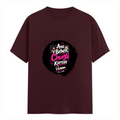 Female Classic Crew T-Shirt | Regular Fit | 180 GSM Bio-Washed Cotton Blend | Pre-Shrunk, Double-Stitched | Women | Personalized | Typography | Friendship | Social Interaction | Friendship Day | Humorous | Gossip Queens - front - Maroon - mockup 1