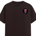 Female Classic Crew T-Shirt | Regular Fit | 180 GSM Bio-Washed Cotton Blend | Pre-Shrunk, Double-Stitched | Women | Personalized | Typography | Friendship | Social Interaction | Friendship Day | Humorous | Gossip Queens - left pocket - Coffee Brown - mockup 3
