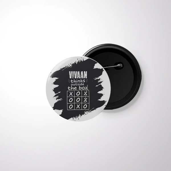 Pin Button Badge | Durable Metal | Glossy Finish | Unisex | Personalized | Typography | Thinking | Creativity | Everyday | Clever | Thinks Outside The Box