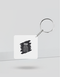 Keychain | Rectangle Square Slim | Durable Acrylic | Fade-Proof Glossy Finish | Unisex | Personalized | Typography | Thinking | Creativity | Everyday | Clever | Thinks Outside The Box - back_Square - White - mockup 2