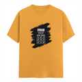Male Classic Crew T-Shirt | Men's Regular Fit | 180 GSM Bio-Washed Cotton | Pre-Shrunk, Double-Stitched | Personalized | Typography | Thinking | Creativity | Everyday | Clever | Thinks Outside The Box - front - Golden Yellow - mockup 1
