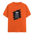 Male Classic Crew T-Shirt | Men's Regular Fit | 180 GSM Bio-Washed Cotton | Pre-Shrunk, Double-Stitched | Personalized | Typography | Thinking | Creativity | Everyday | Clever | Thinks Outside The Box - front - Orange - mockup 1