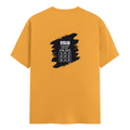 Male Classic Crew T-Shirt | Men's Regular Fit | 180 GSM Bio-Washed Cotton | Pre-Shrunk, Double-Stitched | Personalized | Typography | Thinking | Creativity | Everyday | Clever | Thinks Outside The Box - back - Golden Yellow - mockup 2