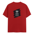 Male Classic Crew T-Shirt | Men's Regular Fit | 180 GSM Bio-Washed Cotton | Pre-Shrunk, Double-Stitched | Personalized | Typography | Thinking | Creativity | Everyday | Clever | Thinks Outside The Box - back - Red - mockup 2