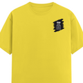 Male Classic Crew T-Shirt | Men's Regular Fit | 180 GSM Bio-Washed Cotton | Pre-Shrunk, Double-Stitched | Personalized | Typography | Thinking | Creativity | Everyday | Clever | Thinks Outside The Box - left pocket - New Yellow - mockup 3