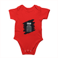 Baby Romper | 0-12 Months | 180 GSM Bio-Washed Cotton | Double-Stitched, Pre-Shrunk | Unisex | Personalized | Typography | Thinking | Creativity | Everyday | Clever | Thinks Outside The Box - front - Red - mockup 1