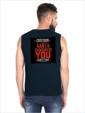 Male Sleeveless T-Shirt | Regular Fit Men | 180 GSM Bio-Washed Cotton Blend | Pre-Shrunk, Double-Stitched | Personalized | Typography | Sarcasm | Humor | Everyday | Sarcastic | Ignored You Just Fine - back - Navy Blue - mockup 2