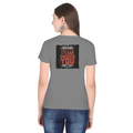 Female Classic Crew T-Shirt | Regular Fit | 180 GSM Bio-Washed Cotton Blend | Pre-Shrunk, Double-Stitched | Women | Personalized | Typography | Sarcasm | Humor | Everyday | Sarcastic | Ignored You Just Fine - back - Charcoal Melange - mockup 2