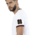 Ringer T-Shirt | Unisex Fit | 100% Cotton | Bio-Washed, Pre-Shrunk, Rib Neck | Adults | Personalized | Typography | Self-reliance | Individualism | Everyday | Confident | Aag Lage Basti Mein - left sleeve - Maroon off white - mockup 5