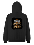 Pullover Hoodie | Unisex Regular Fit | Cotton Blend Tri-Layer | All-Season Comfort, Ribbed Cuffs | Adults | Personalized | Typography | Self-reliance | Individualism | Everyday | Confident | Aag Lage Basti Mein - back - Black - mockup 2