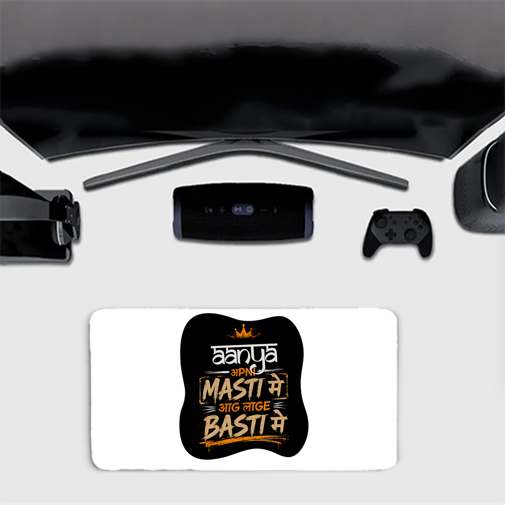 Gaming Pad | Extended Sizes 60x30cm & 80x33cm | 3mm Thick Skid-Proof Base | Smooth Control & Fade-Proof | Unisex | Personalized | Typography | Self-reliance | Individualism | Everyday | Confident | Aag Lage Basti Mein - front_80x33cm - mockup 1