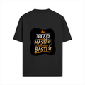 Male Standard Crew T-Shirt | Regular Fit | 100% Cotton (180 GSM) | Breathable, Durable | Men's | Personalized | Typography | Self-reliance | Individualism | Everyday | Confident | Aag Lage Basti Mein - back - Black - mockup 2