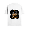 Male Standard Crew T-Shirt | Regular Fit | 100% Cotton (180 GSM) | Breathable, Durable | Men's | Personalized | Typography | Self-reliance | Individualism | Everyday | Confident | Aag Lage Basti Mein - back - White - mockup 2