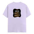 Male Classic Crew T-Shirt | Men's Regular Fit | 180 GSM Bio-Washed Cotton | Pre-Shrunk, Double-Stitched | Personalized | Typography | Self-reliance | Individualism | Everyday | Confident | Aag Lage Basti Mein - back - Lavender - mockup 2