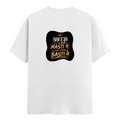 Male Classic Crew T-Shirt | Men's Regular Fit | 180 GSM Bio-Washed Cotton | Pre-Shrunk, Double-Stitched | Personalized | Typography | Self-reliance | Individualism | Everyday | Confident | Aag Lage Basti Mein - back - White - mockup 2