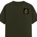 Male Classic Crew T-Shirt | Men's Regular Fit | 180 GSM Bio-Washed Cotton | Pre-Shrunk, Double-Stitched | Personalized | Typography | Self-reliance | Individualism | Everyday | Confident | Aag Lage Basti Mein - left pocket - Olive Green - mockup 3