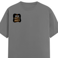 Male Classic Crew T-Shirt | Men's Regular Fit | 180 GSM Bio-Washed Cotton | Pre-Shrunk, Double-Stitched | Personalized | Typography | Self-reliance | Individualism | Everyday | Confident | Aag Lage Basti Mein - right pocket - Charcoal Melange - mockup 4