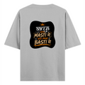Oversized Classic T-Shirt | Unisex Relaxed Fit | 100% Super-Combed Cotton | Pre-Shrunk, Double-Stitched | Adults | Personalized | Typography | Self-reliance | Individualism | Everyday | Confident | Aag Lage Basti Mein - back - Grey Melange - mockup 2