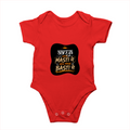 Baby Romper | 0-12 Months | 180 GSM Bio-Washed Cotton | Double-Stitched, Pre-Shrunk | Unisex | Personalized | Typography | Self-reliance | Individualism | Everyday | Confident | Aag Lage Basti Mein - front - Red - mockup 1