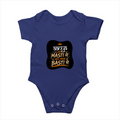 Baby Romper | 0-12 Months | 180 GSM Bio-Washed Cotton | Double-Stitched, Pre-Shrunk | Unisex | Personalized | Typography | Self-reliance | Individualism | Everyday | Confident | Aag Lage Basti Mein - front - Royal Blue - mockup 1