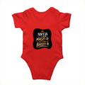 Baby Romper | 0-12 Months | 180 GSM Bio-Washed Cotton | Double-Stitched, Pre-Shrunk | Unisex | Personalized | Typography | Self-reliance | Individualism | Everyday | Confident | Aag Lage Basti Mein - back - Red - mockup 2