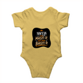 Baby Romper | 0-12 Months | 180 GSM Bio-Washed Cotton | Double-Stitched, Pre-Shrunk | Unisex | Personalized | Typography | Self-reliance | Individualism | Everyday | Confident | Aag Lage Basti Mein - back - Yellow - mockup 2