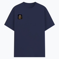 Basic T-Shirt | Unisex Fit XS-2XL | 180 GSM Poly-Cotton Blend | Soft Finish, Durable | Adults | Personalized | Typography | Self-reliance | Individualism | Everyday | Confident | Aag Lage Basti Mein - right pocket - Navy Blue - mockup 4
