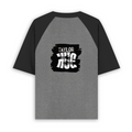 Unisex Oversized Raglan T-Shirt | Relaxed Fit | 180 GSM Bio-Washed Cotton | Two-Tone Design | Soft Comfort | Personalized | Typography | Comfort | Hugs | Everyday | Comforting | Needs A Big Hug - back - mockup 2