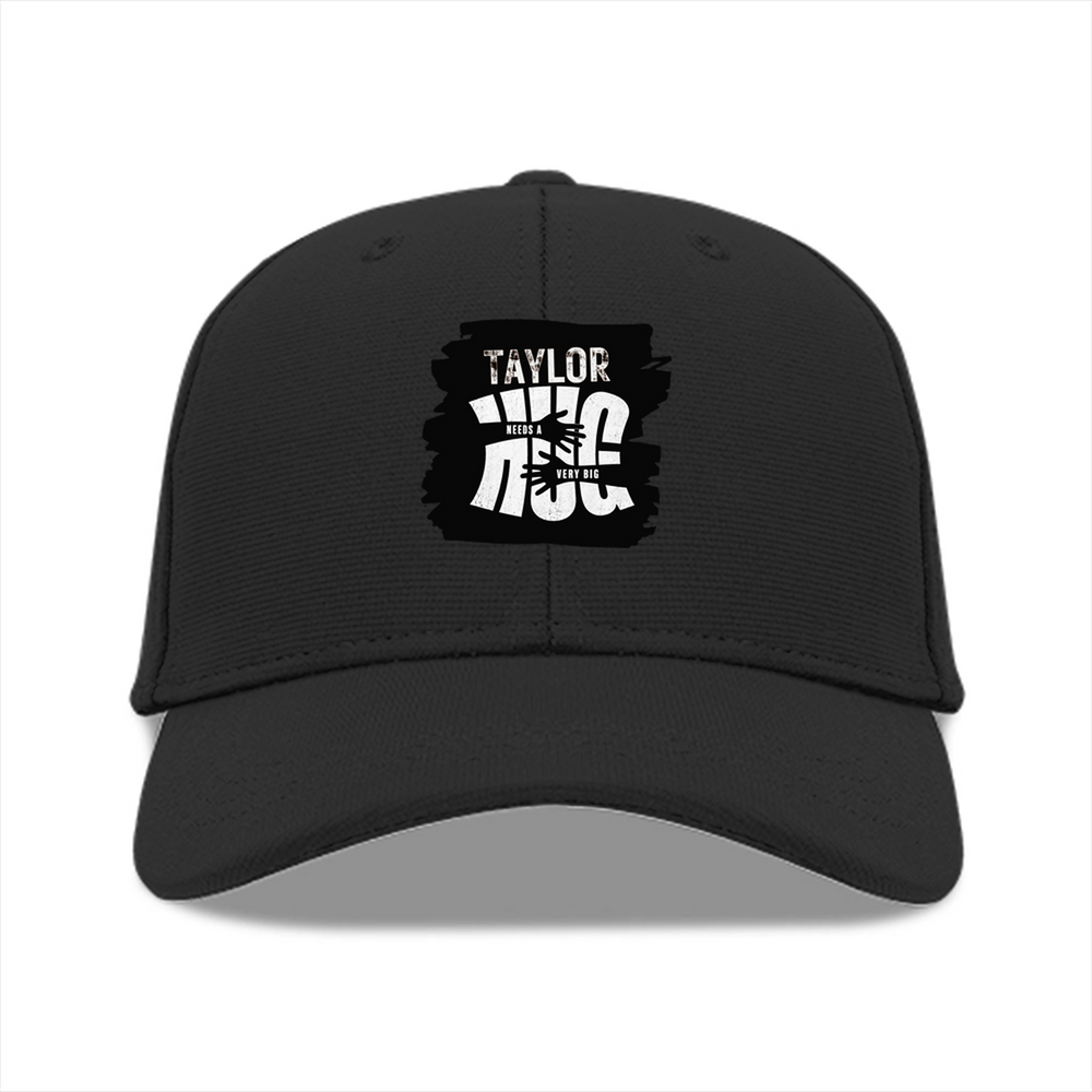 Baseball Ottoman Cap | Universal Fit | Ottoman Fabric | Adjustable Strap, Structured | Unisex Adult | Personalized | Typography | Comfort | Hugs | Everyday | Comforting | Needs A Big Hug - front - Black - mockup 1