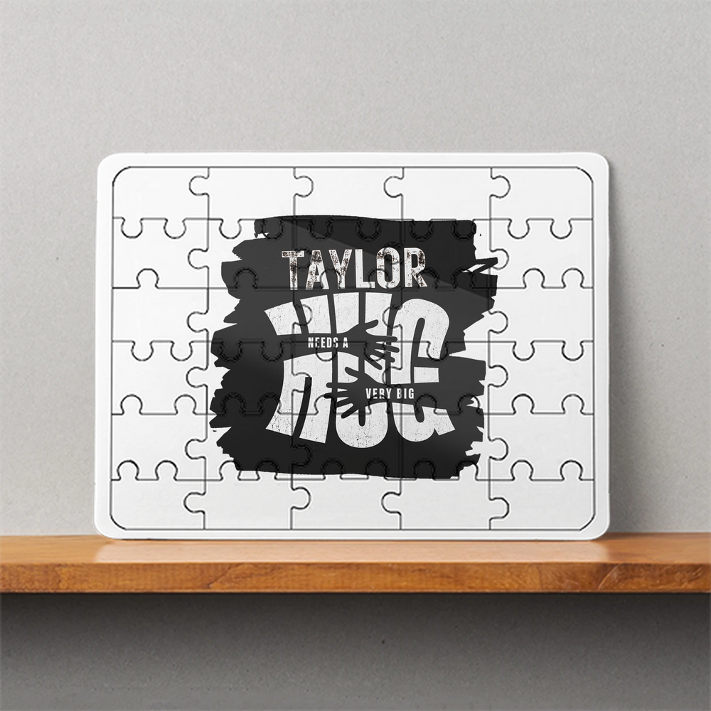 MDF Wooden Puzzle | 6x8 Inch 30 Pieces | Glossy Finish | Durable, Waterproof | Kids & Adults | Personalized | Typography | Comfort | Hugs | Everyday | Comforting | Needs A Big Hug - front - White - mockup 1