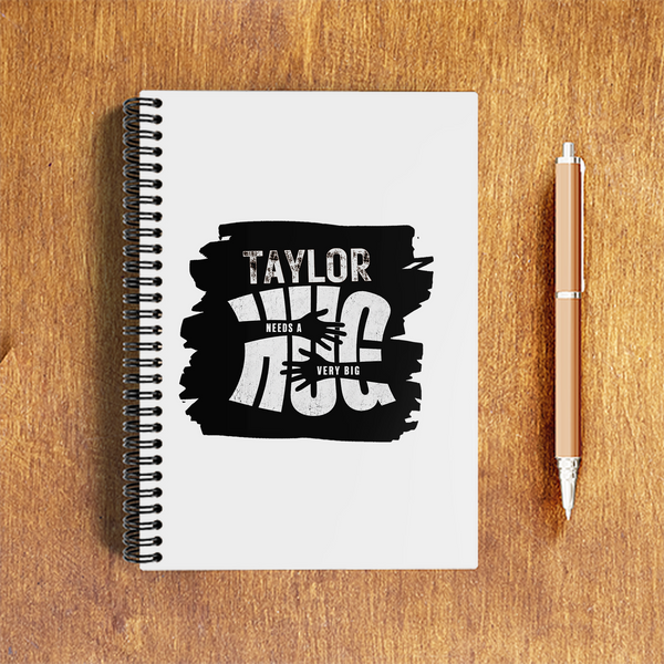 A5 Notepad | 120 Pages, Ruled/Unruled | 70 GSM Natural Shade Paper, 300 GSM Cover | Wire Bound | Everyday Use | Personalized | Typography | Comfort | Hugs | Everyday | Comforting | Needs A Big Hug - front - White - mockup 1