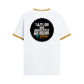 Ringer T-Shirt | Unisex Fit | 100% Cotton | Bio-Washed, Pre-Shrunk, Rib Neck | Adults | Personalized | Typography | Self-identity | Non-conformity | Everyday | Confident | Never Fit In - back - Mustard yellow off white - mockup 2