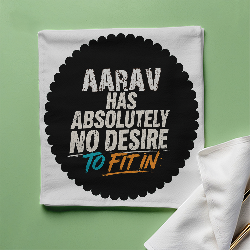 Cloth Napkin | Standard Dining Size | 100% Polyester | Soft, Durable, Hemmed | Unisex | Personalized | Typography | Self-identity | Non-conformity | Everyday | Confident | Never Fit In - front - White - mockup 1