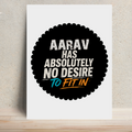 Metal Posters | 8x11.7 & 11.7x15.7 Inches | 1mm Thick Metal | Magnetic Mount | Waterproof | Glossy Finish | Home Decor | Personalized | Typography | Self-identity | Non-conformity | Everyday | Confident | Never Fit In - front - White - mockup 1