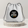 Drawstring Bag | 280 GSM | Durable Cotton | Secure Closure | Unisex | Personalized | Typography | Self-identity | Non-conformity | Everyday | Confident | Never Fit In - back - mockup 2