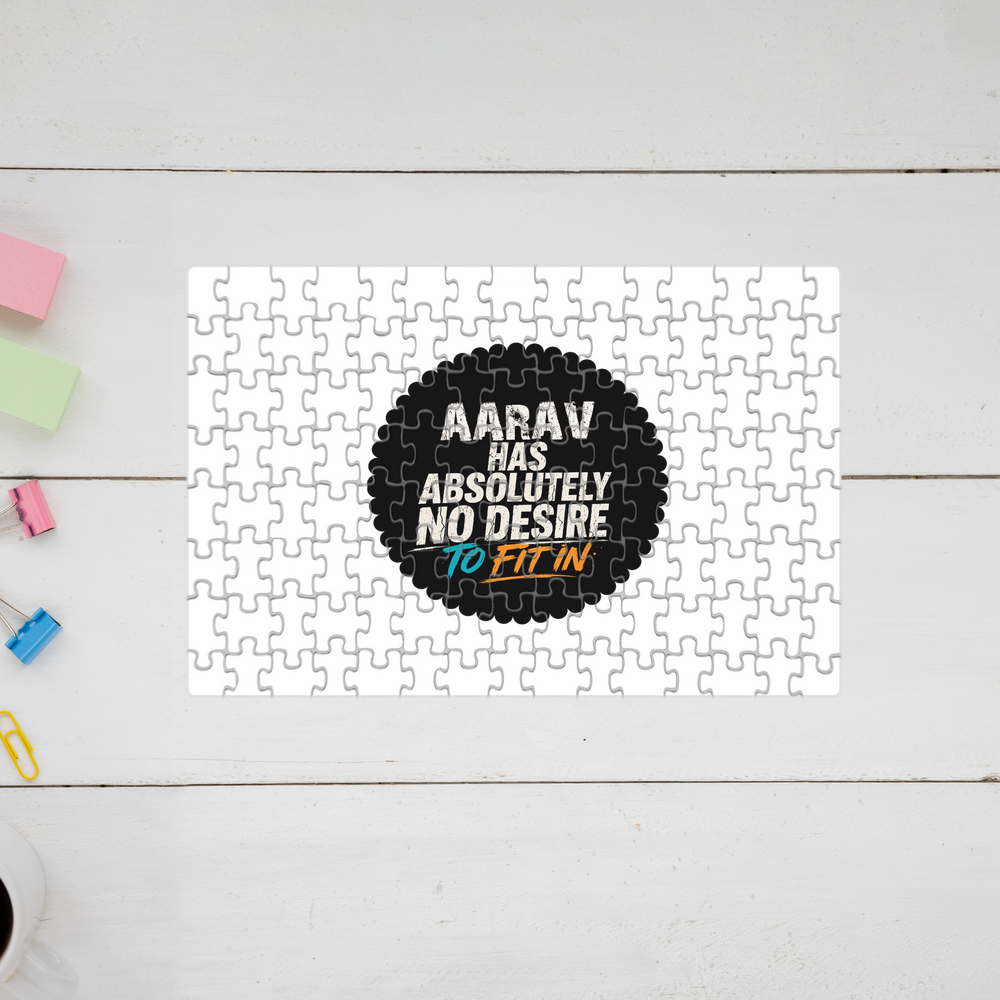 Jigsaw Puzzle | 120 Pieces A4 Size | Recycled Paper Semi-Glossy Finish | Fade-Proof Engaging Entertainment | Unisex | Personalized | Typography | Self-identity | Non-conformity | Everyday | Confident | Never Fit In - front - mockup 1