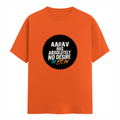 Male Classic Crew T-Shirt | Men's Regular Fit | 180 GSM Bio-Washed Cotton | Pre-Shrunk, Double-Stitched | Personalized | Typography | Self-identity | Non-conformity | Everyday | Confident | Never Fit In - front - Orange - mockup 1