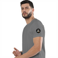 Male Classic Crew T-Shirt | Men's Regular Fit | 180 GSM Bio-Washed Cotton | Pre-Shrunk, Double-Stitched | Personalized | Typography | Self-identity | Non-conformity | Everyday | Confident | Never Fit In - left sleeve - Charcoal Melange - mockup 5