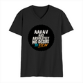 Men's V-Neck T-Shirt | Regular Fit | 180 GSM Bio-Washed Cotton | Durable Double-Stitched Seams | Everyday Wear | Personalized | Typography | Self-identity | Non-conformity | Everyday | Confident | Never Fit In - front - Black - mockup 1