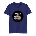 Men's V-Neck T-Shirt | Regular Fit | 180 GSM Bio-Washed Cotton | Durable Double-Stitched Seams | Everyday Wear | Personalized | Typography | Self-identity | Non-conformity | Everyday | Confident | Never Fit In - front - Royal Blue - mockup 1
