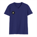 Men's V-Neck T-Shirt | Regular Fit | 180 GSM Bio-Washed Cotton | Durable Double-Stitched Seams | Everyday Wear | Personalized | Typography | Self-identity | Non-conformity | Everyday | Confident | Never Fit In - right pocket - Royal Blue - mockup 4