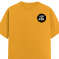 Female Classic Crew T-Shirt | Regular Fit | 180 GSM Bio-Washed Cotton Blend | Pre-Shrunk, Double-Stitched | Women | Personalized | Typography | Self-identity | Non-conformity | Everyday | Confident | Never Fit In - left pocket - Golden Yellow - mockup 3