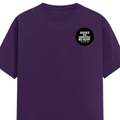 Female Classic Crew T-Shirt | Regular Fit | 180 GSM Bio-Washed Cotton Blend | Pre-Shrunk, Double-Stitched | Women | Personalized | Typography | Self-identity | Non-conformity | Everyday | Confident | Never Fit In - left pocket - Purple - mockup 3