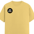 Female Classic Crew T-Shirt | Regular Fit | 180 GSM Bio-Washed Cotton Blend | Pre-Shrunk, Double-Stitched | Women | Personalized | Typography | Self-identity | Non-conformity | Everyday | Confident | Never Fit In - right pocket - Yellow - mockup 4
