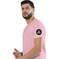 Female Classic Crew T-Shirt | Regular Fit | 180 GSM Bio-Washed Cotton Blend | Pre-Shrunk, Double-Stitched | Women | Personalized | Typography | Self-identity | Non-conformity | Everyday | Confident | Never Fit In - left sleeve - Light Baby Pink - mockup 5