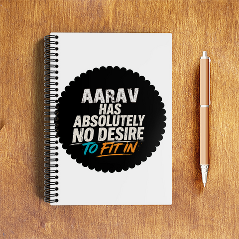 A5 Notepad | 120 Pages, Ruled/Unruled | 70 GSM Natural Shade Paper, 300 GSM Cover | Wire Bound | Everyday Use | Personalized | Typography | Self-identity | Non-conformity | Everyday | Confident | Never Fit In - front - White - mockup 1