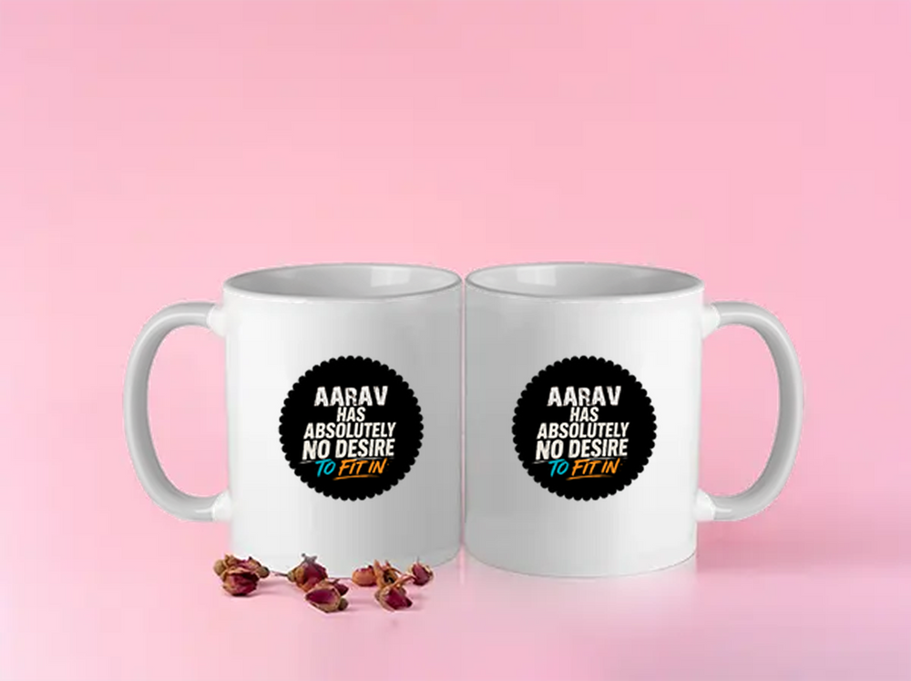 Color Coffee Mug | 11 oz | Premium Ceramic | Vibrant Inner & Handle | Unisex | Personalized | Typography | Self-identity | Non-conformity | Everyday | Confident | Never Fit In - front - White - mockup 1