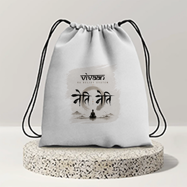 Drawstring Bag | 280 GSM | Durable Cotton | Secure Closure | Unisex | Personalized | Typography | Meditation | Yoga Philosophy | Self-Care | Peaceful | Zen State Of Mind